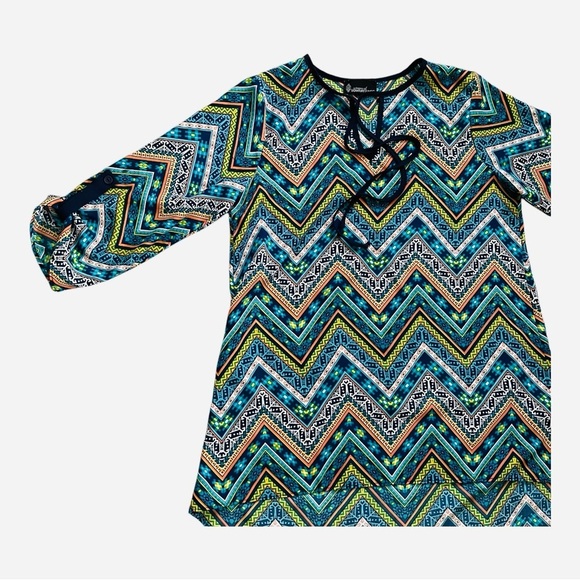 Signature Studio contemporary style chevron pattern top tunic S multicolor - Picture 12 of 14